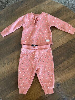 7 For All Mankind Baby Girl 2-Piece Lounge Set Pink Floral 3-6 Months NWOT